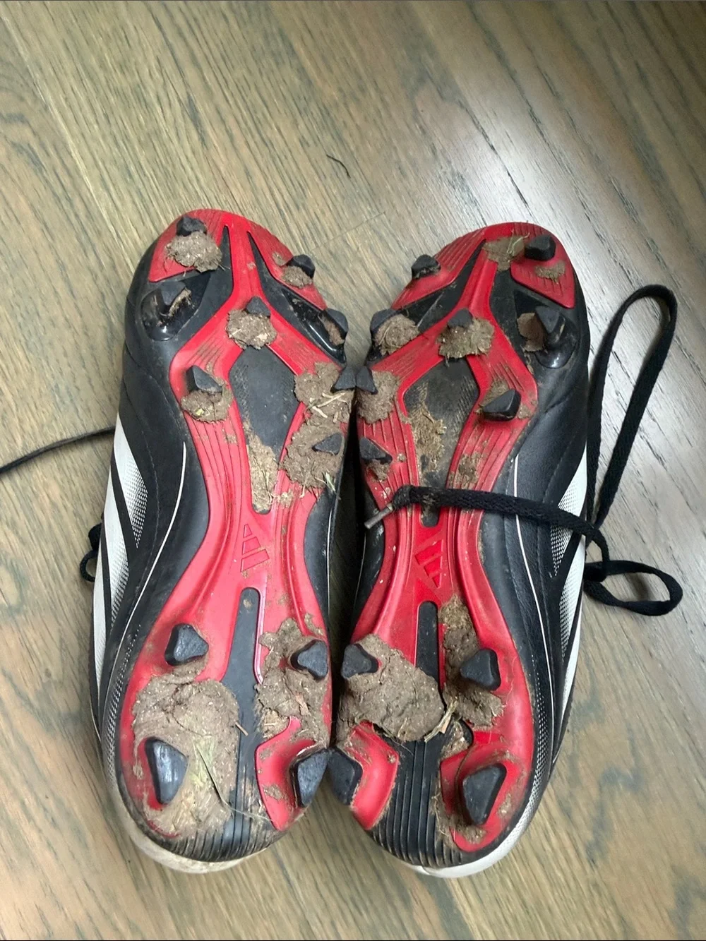 adidas Black and White Soccer Cleats with Pink Insoles